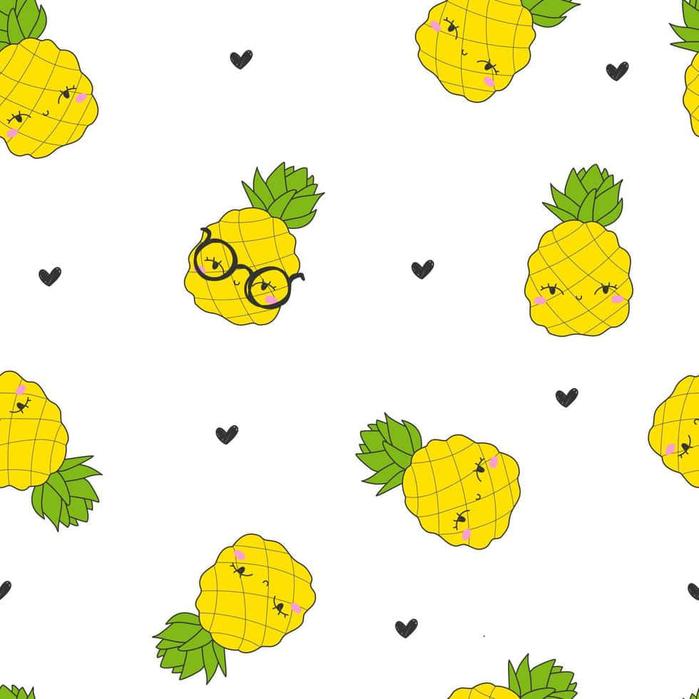Cute Pineapple Animated Graphic Design Wallpaper