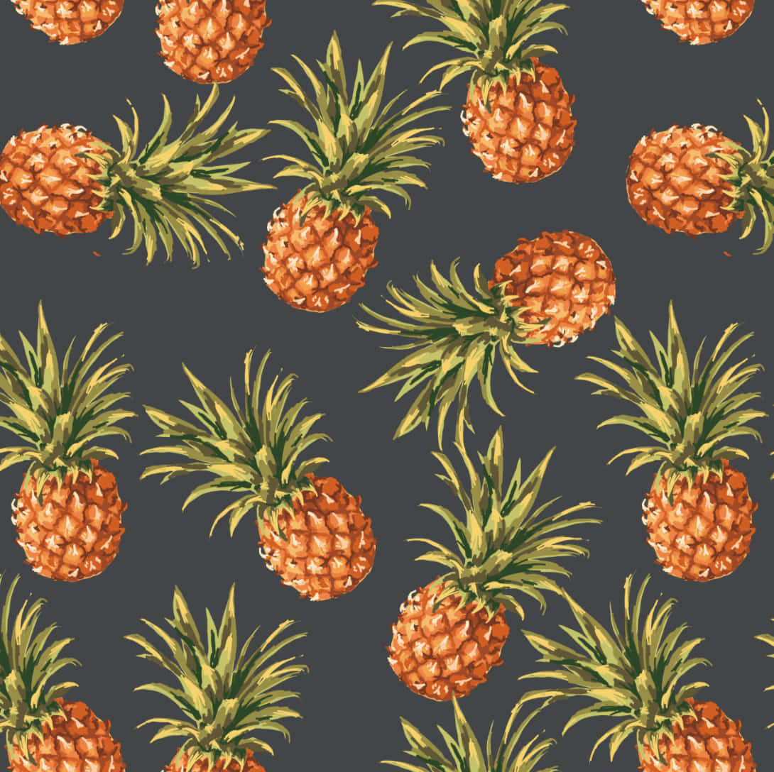Cute Pineapple Black Background Wallpaper