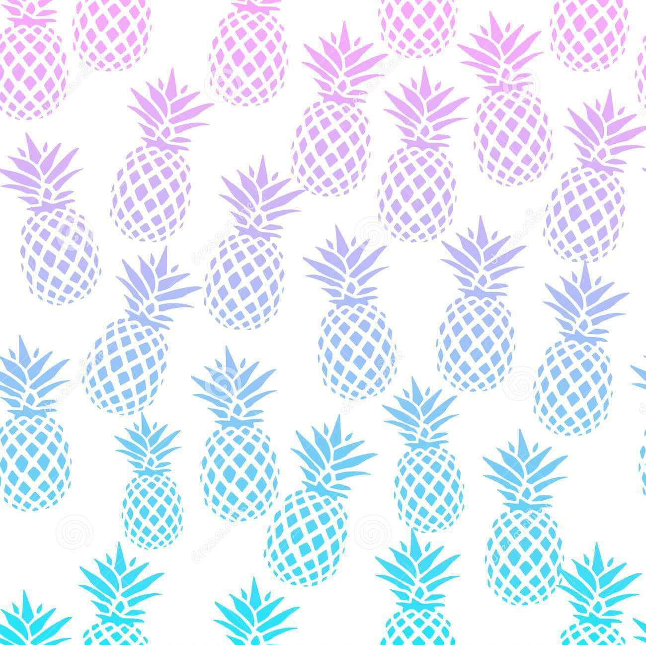 Cute Pineapple Blue Purple Patterns Wallpaper