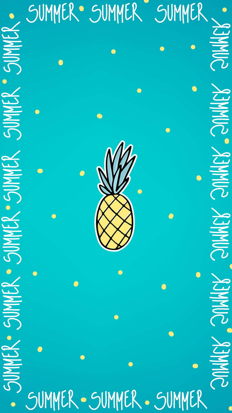 Cute Pineapple Cartoon Summer Wallpaper
