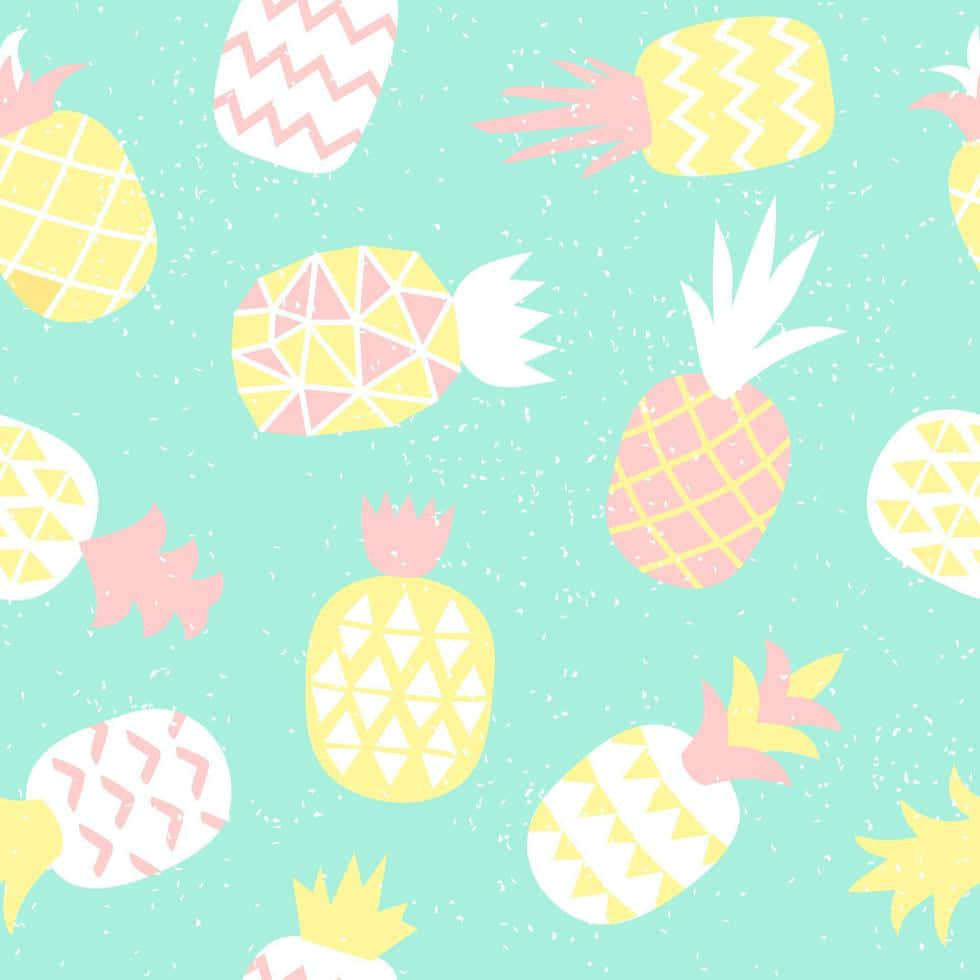 Cute Pineapple Graphic Design Wallpaper