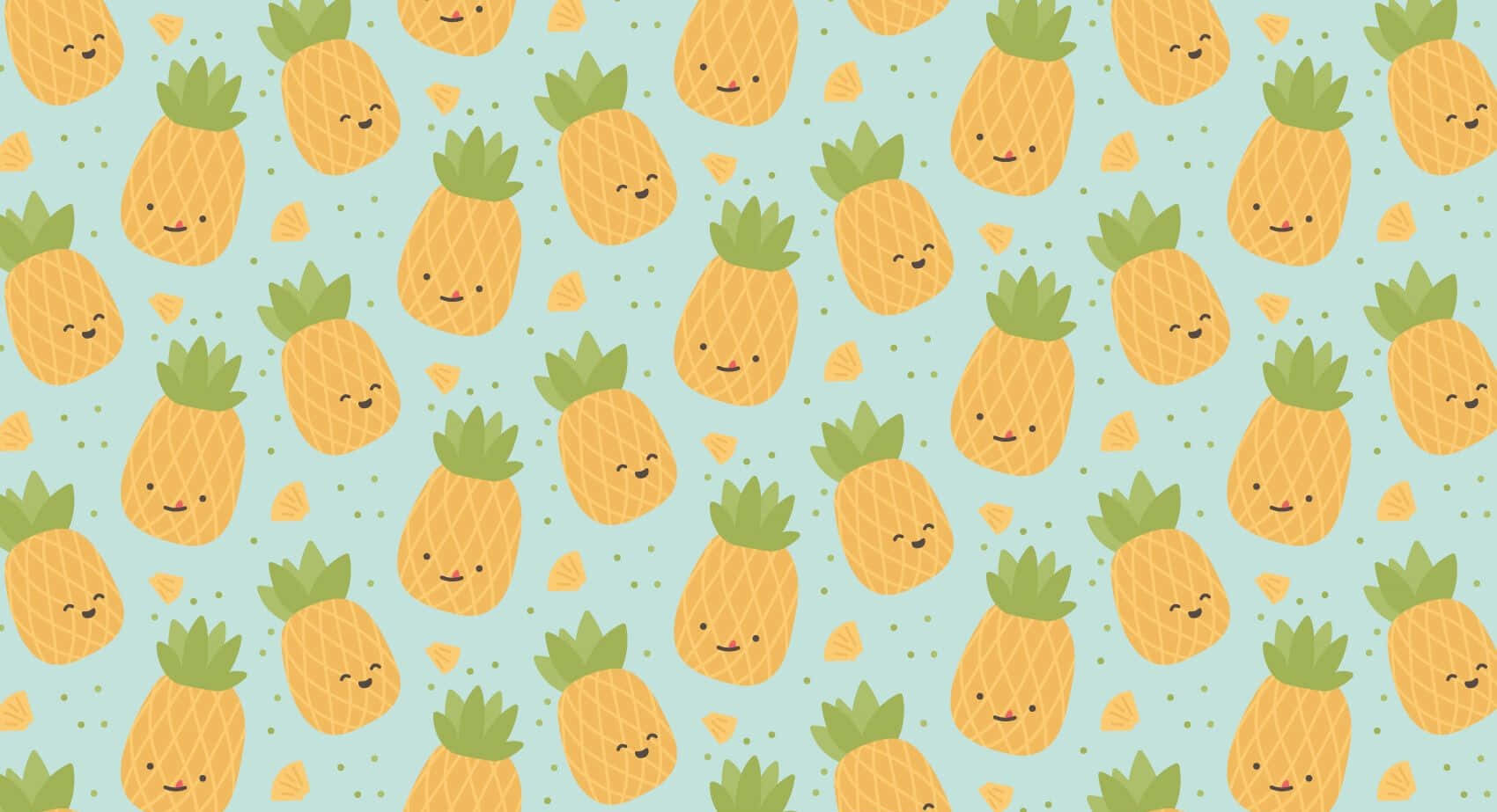 Cute Pineapple In Yellow Patterns Wallpaper