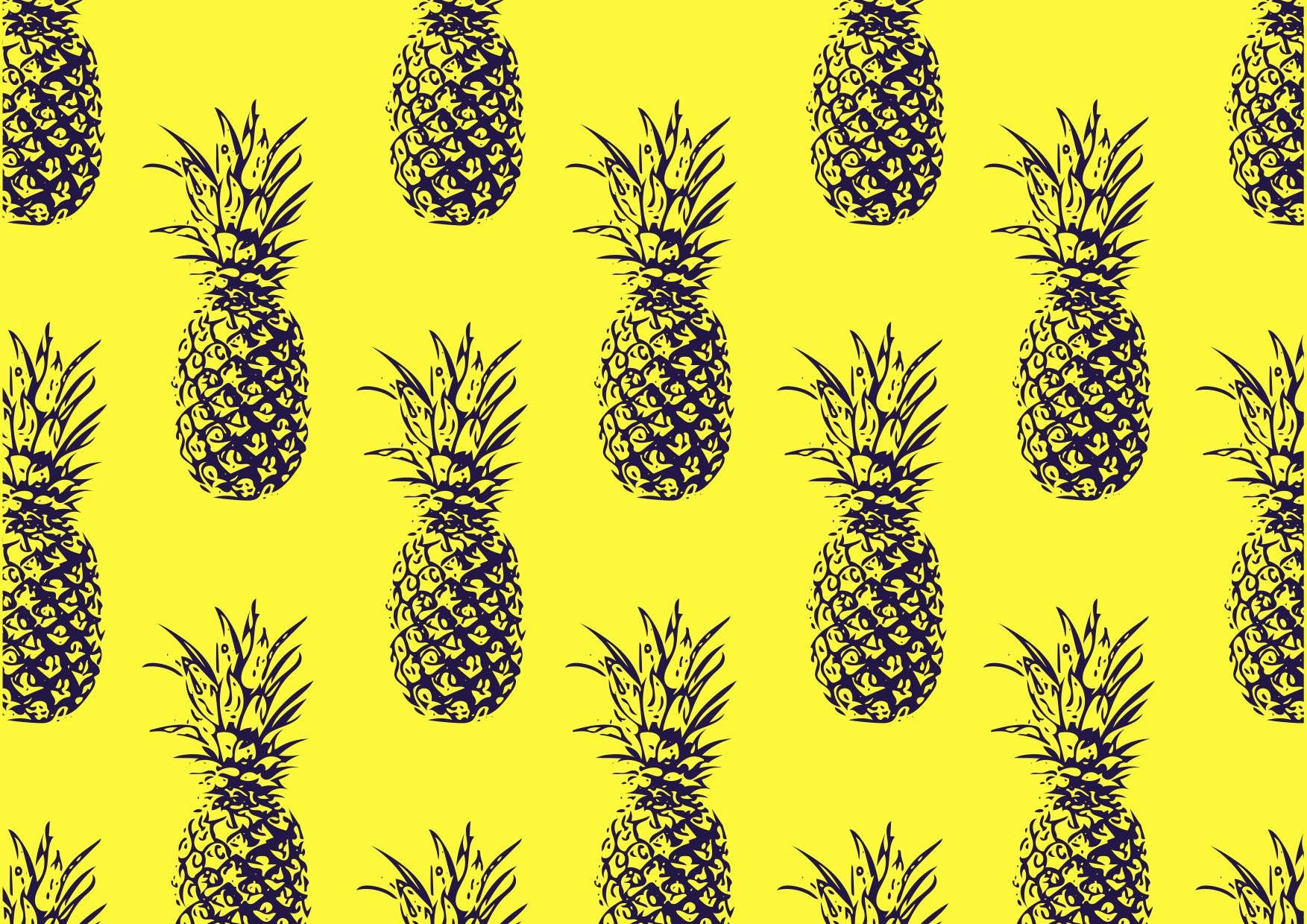 Cute Pineapple Pattern Neon Yellow Wallpaper