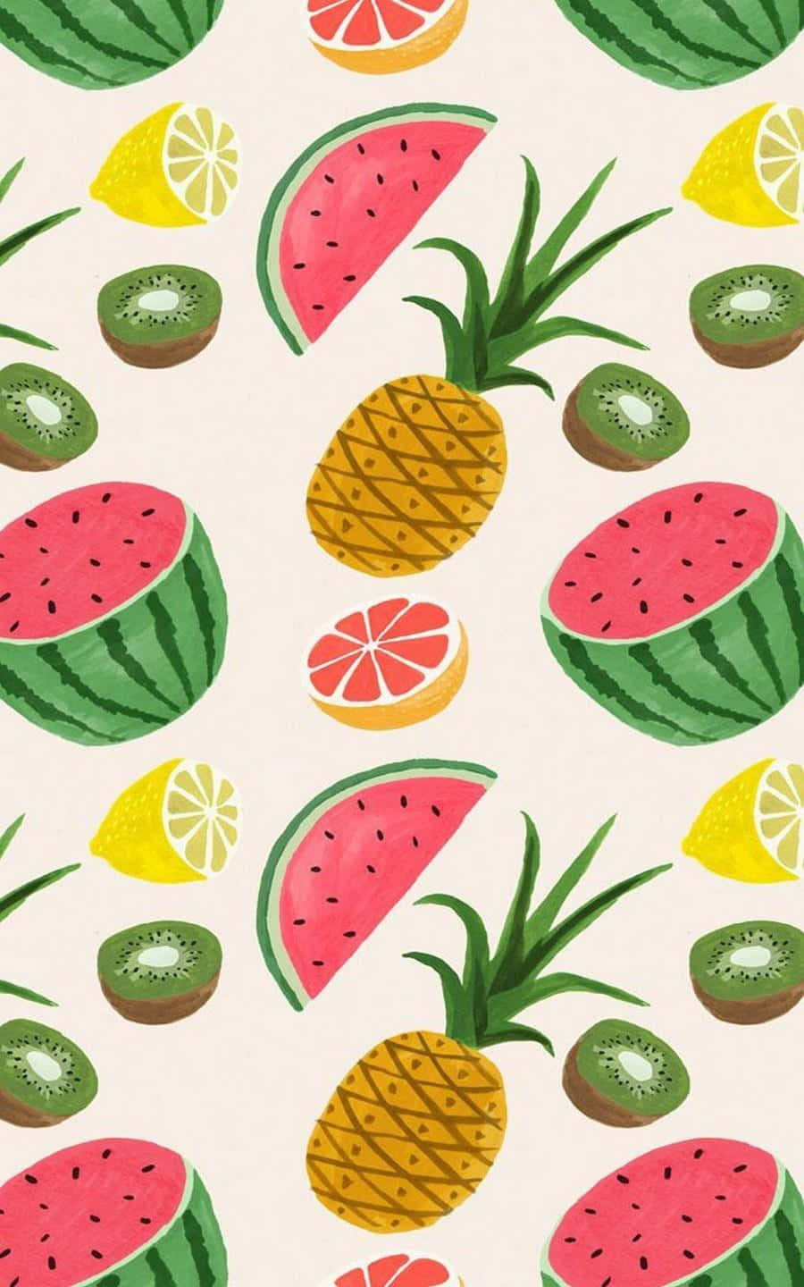 Niedlichesdesign Mit Tropischen Früchten Wie Ananas Wallpaper