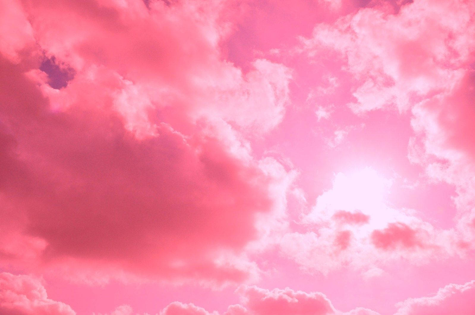 Cute Pink Aesthetic Cloudy Sky Background