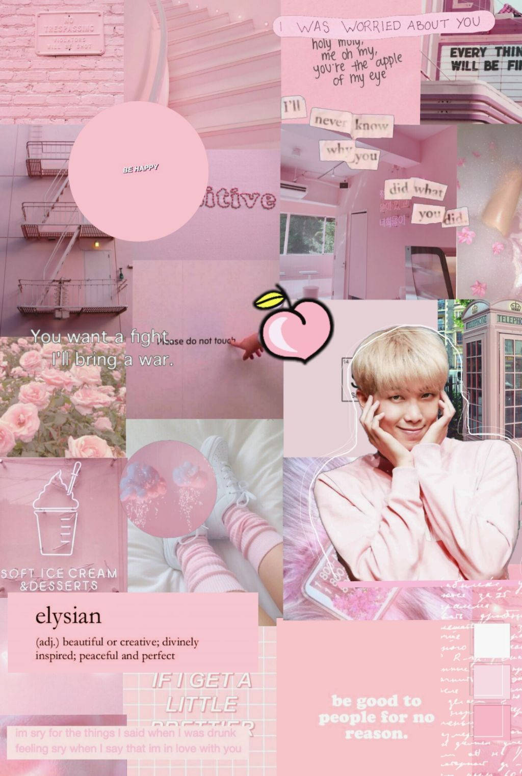Download Cute Pink Aesthetic Collage With Kim Namjoon Wallpaper | Wallpapers .com