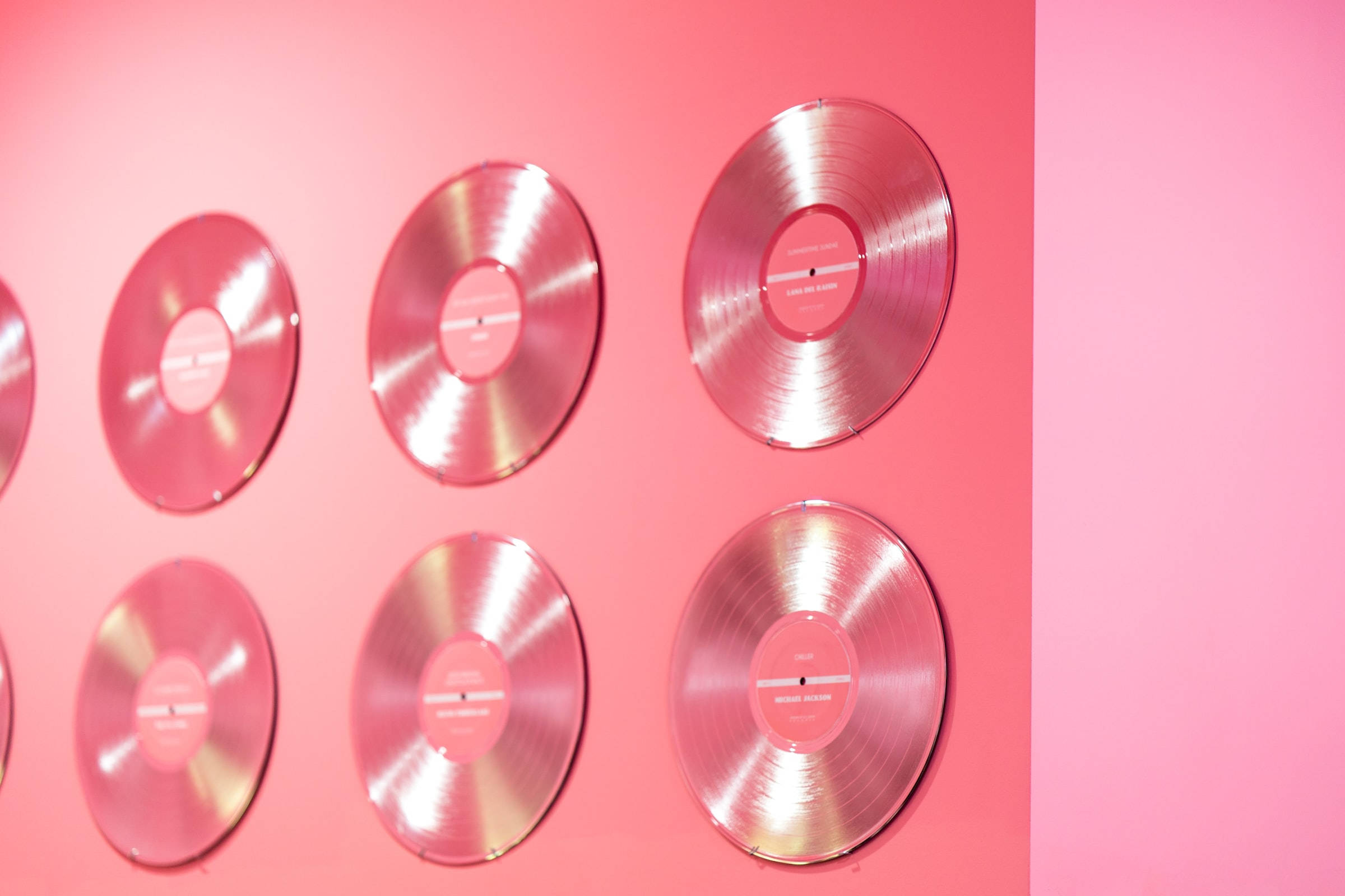 Cute Pink Aesthetic Music Vinyl Discs Background