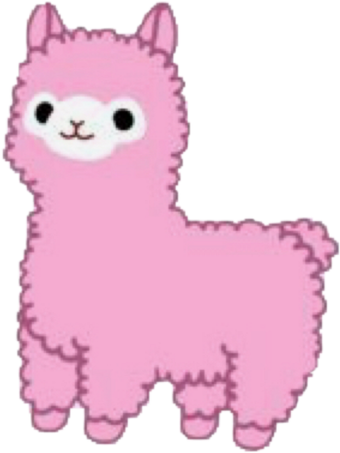Cute Pink Alpaca Cartoon PNG