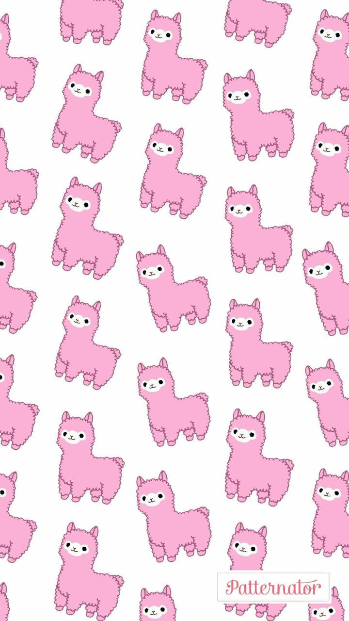 Cute Pink Alpaca Pattern Art