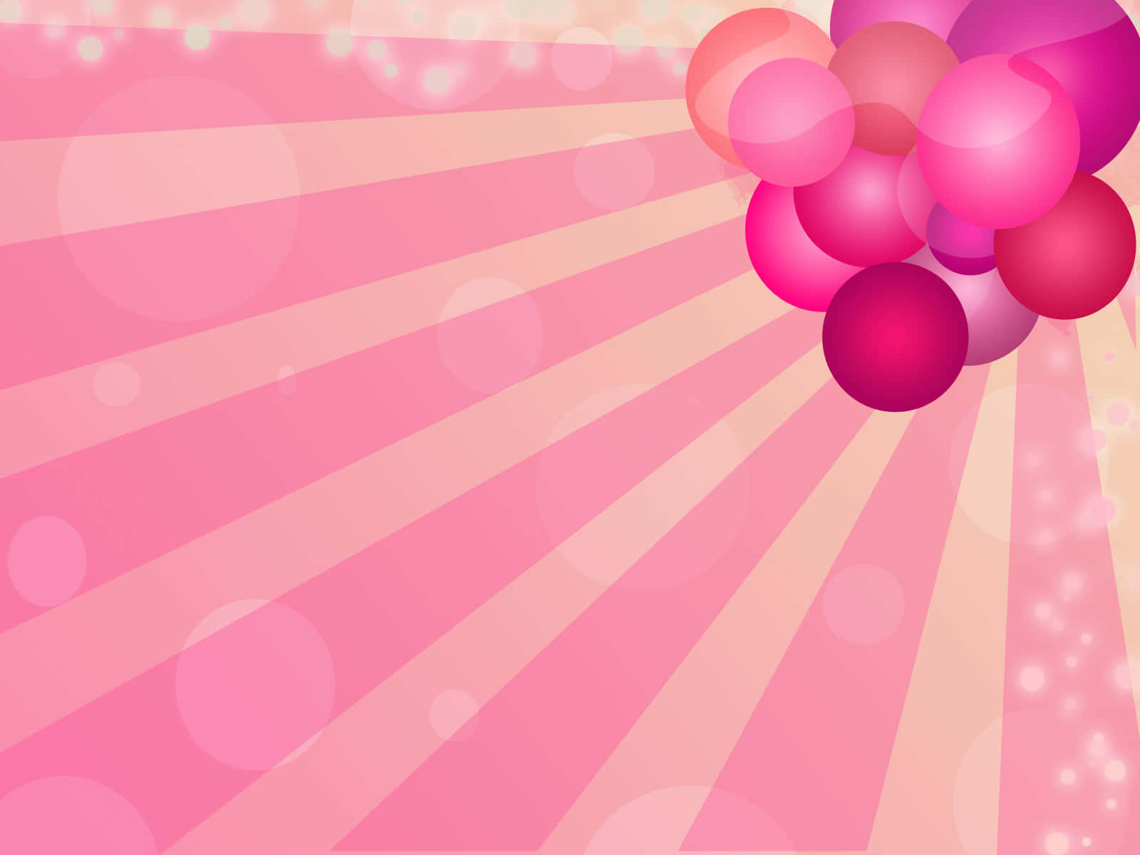 Pink Background With Balloons And Sun Rays