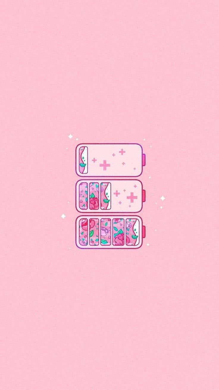 Cute Pink Batteries Digital Art Wallpaper