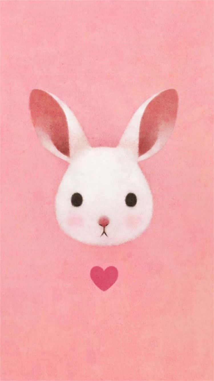 Cute Pink Bunny Art Wallpaper