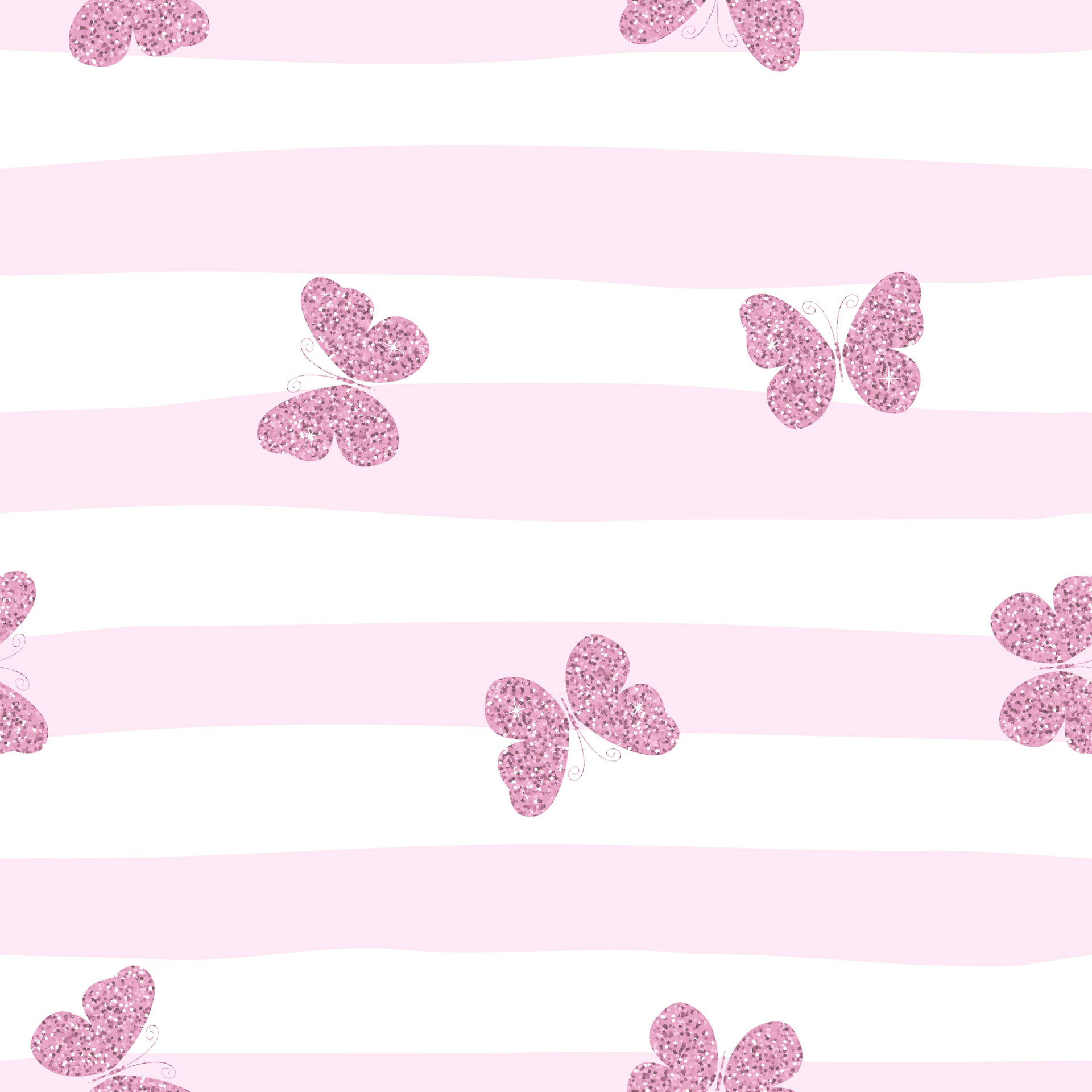 Cute Pink Butterfly And Stripes Wallpaper