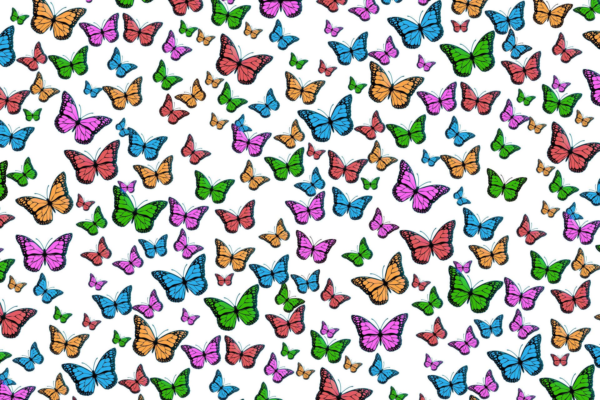 Cute Pink Butterfly Kaleidoscope With Other Butterflies Wallpaper