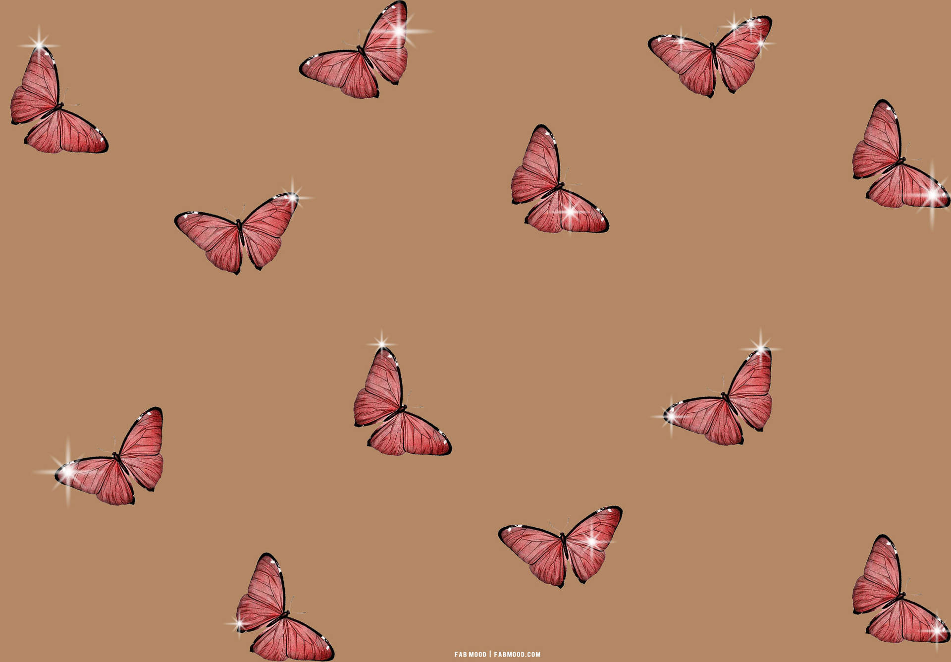 Cute Pink Butterfly On Brown Background Wallpaper