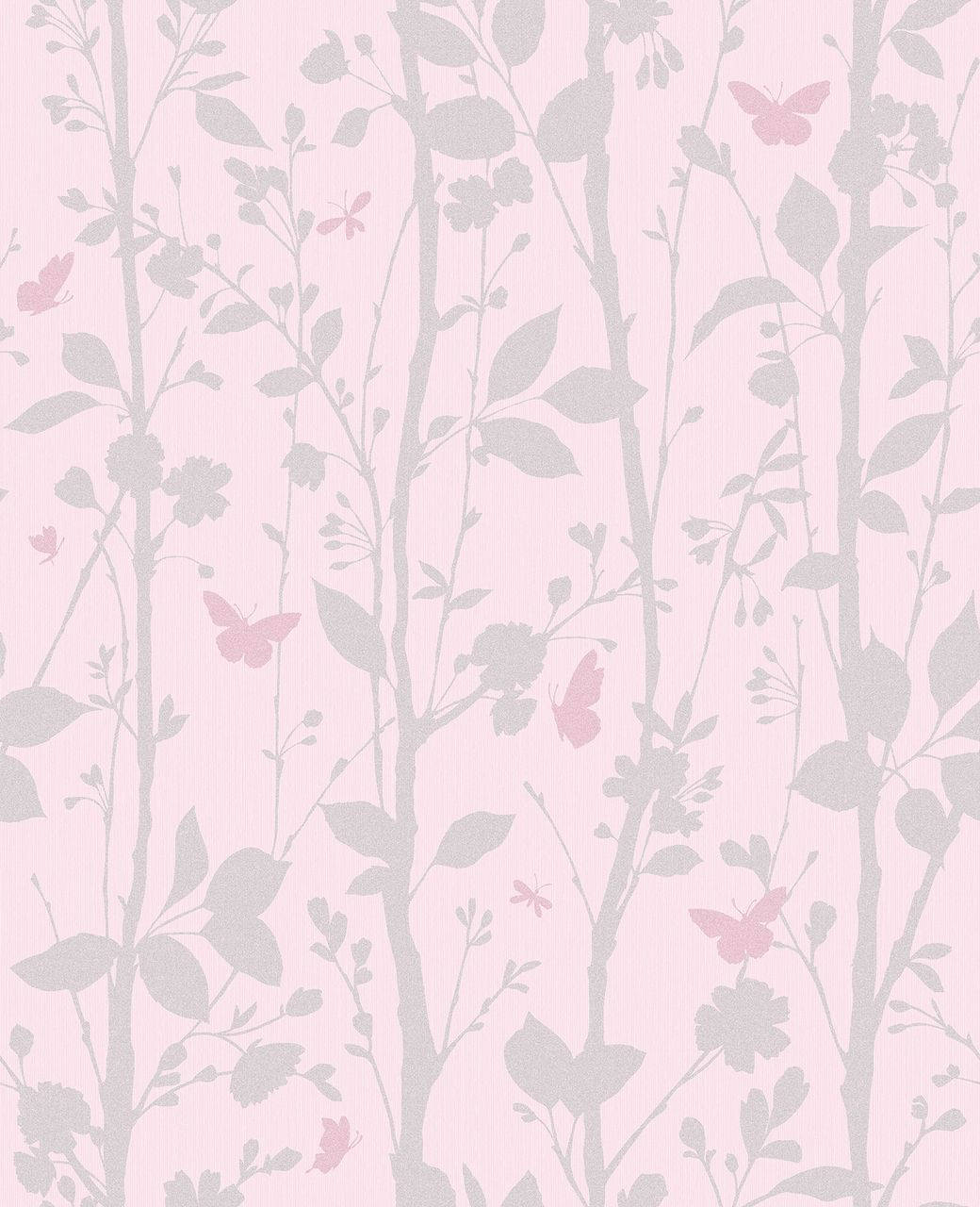 Cute Pink Butterfly On Plant Silhouette Wallpaper