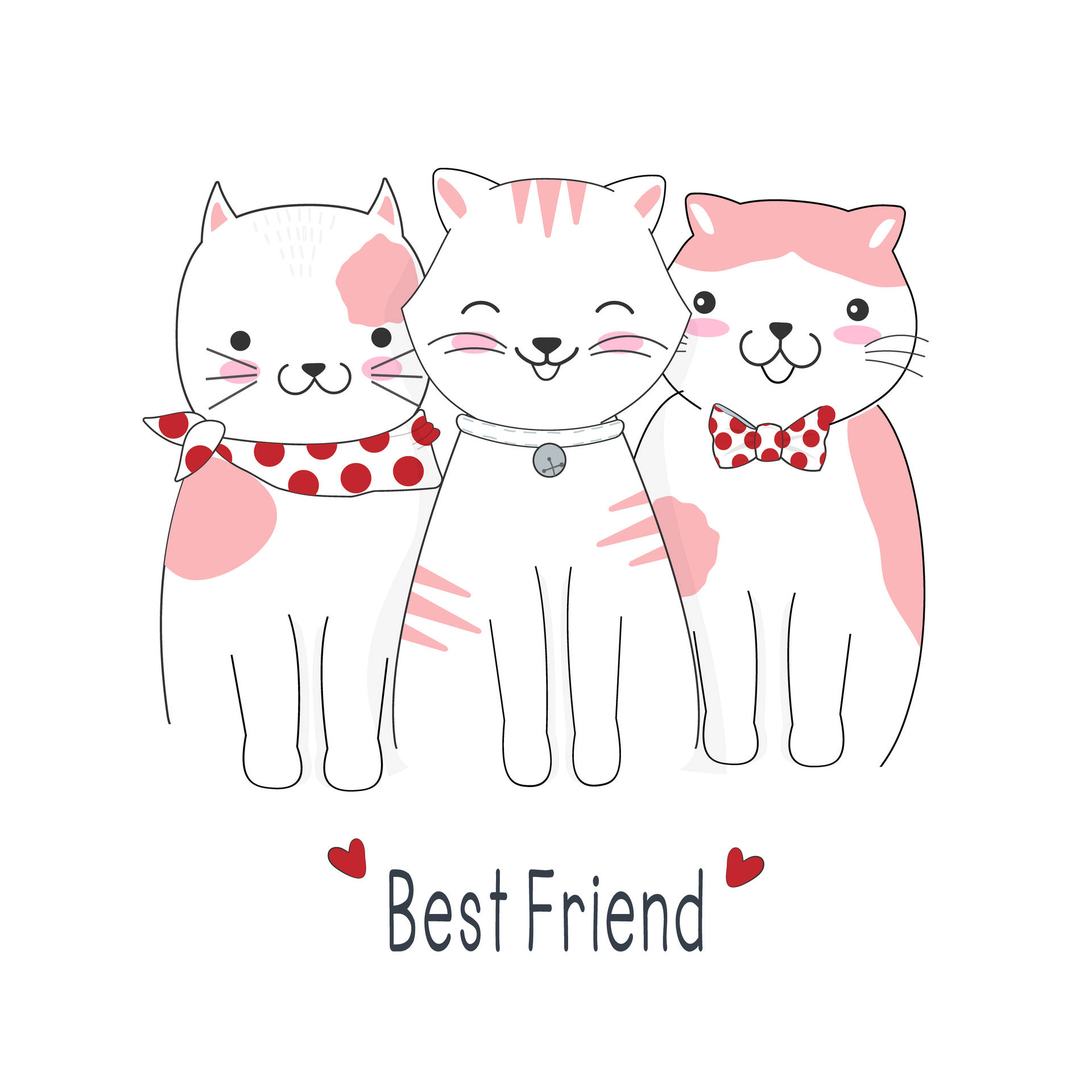 Cute Pink Cat Best Friends Wallpaper