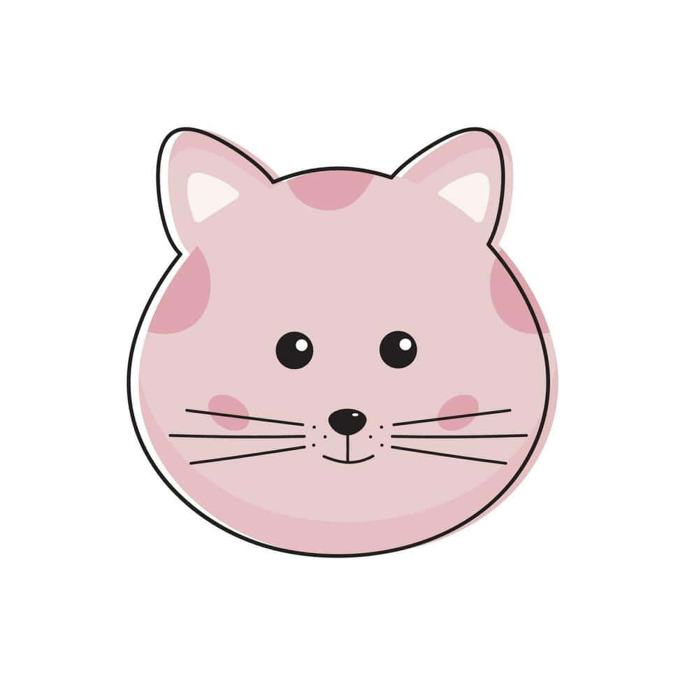 Cute Pink Cat Cartoon Illustration Wallpaper