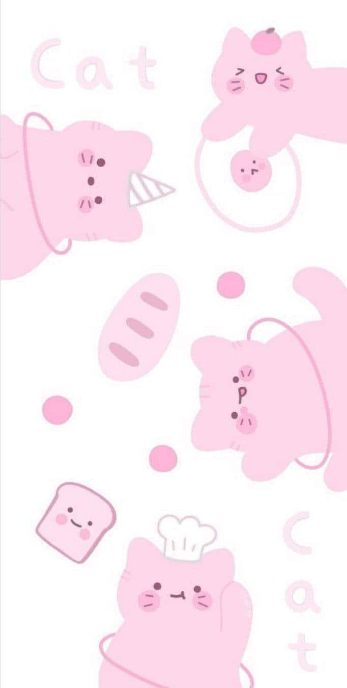 Cute Pink Cat Collage Wallpaper