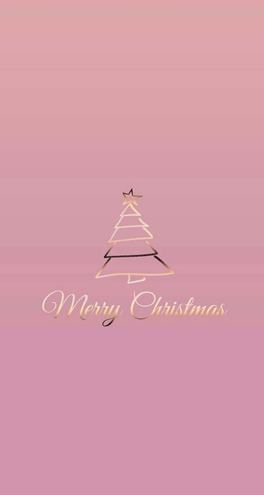 Cute Pink Christmas Greeting In Gold Font Wallpaper