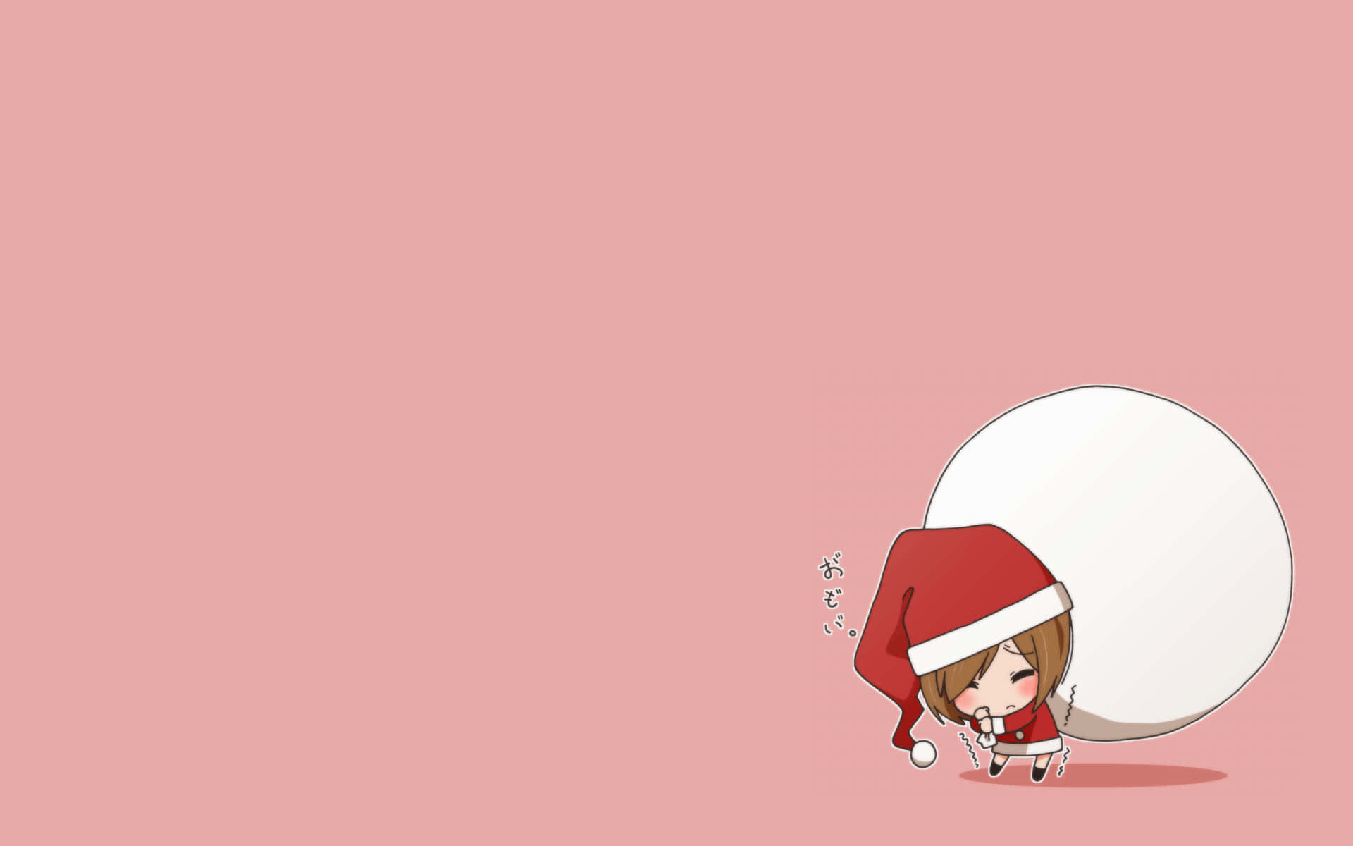A Girl In A Santa Hat Is Standing Next To A Pink Egg Wallpaper