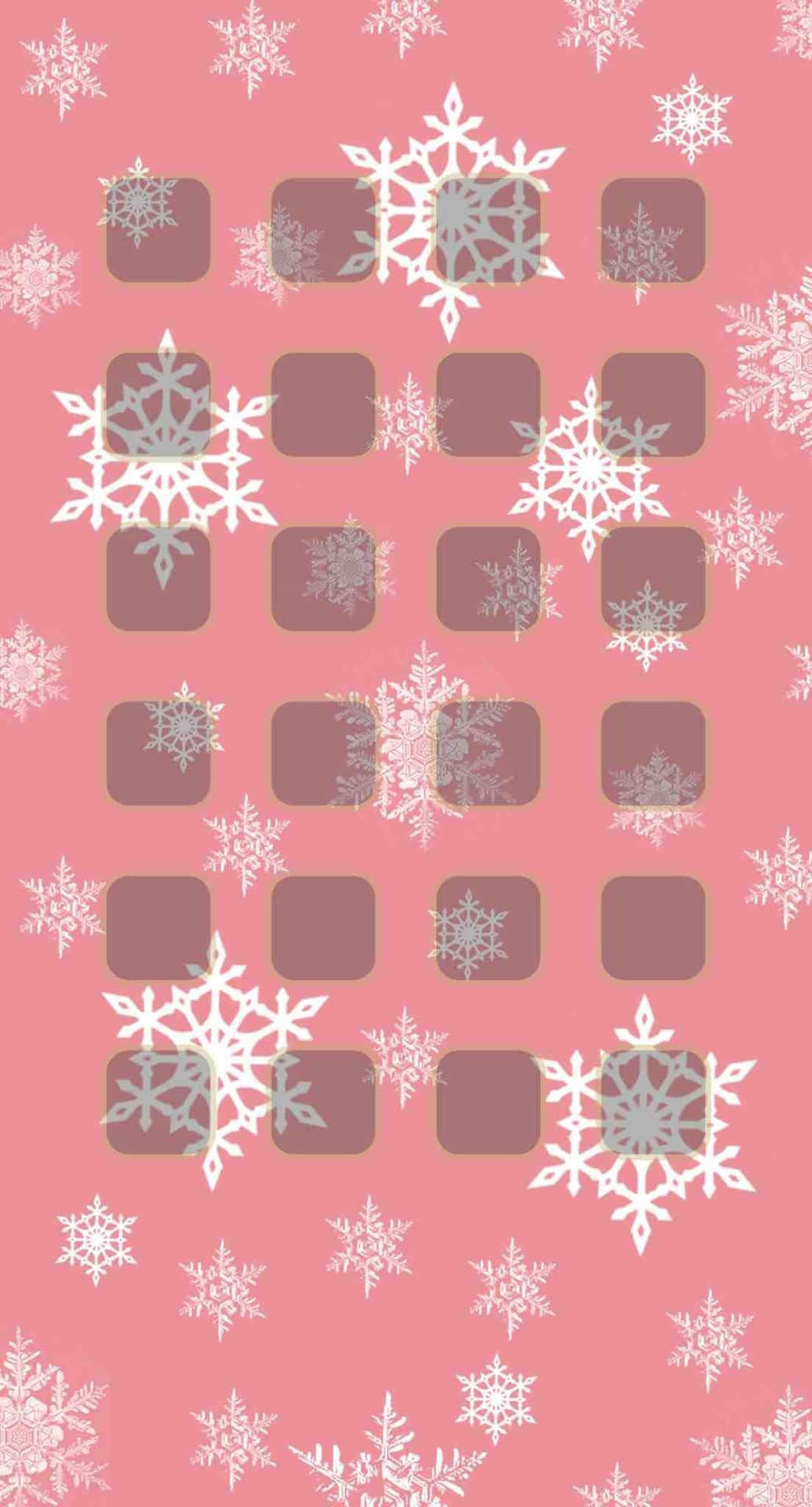 Cute Pink Christmas With White Snowflakes Wallpaper