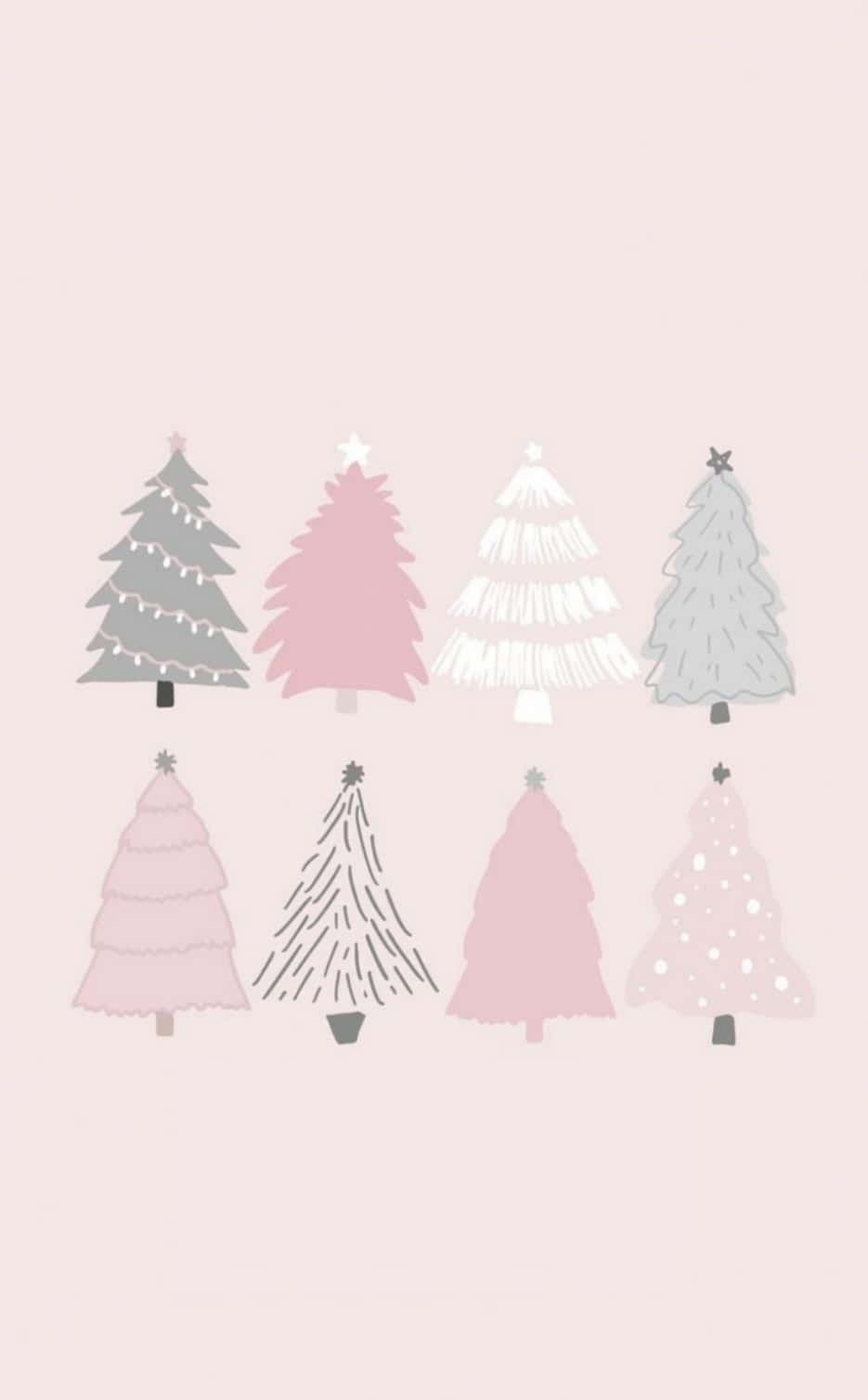 Cute Pink Christmas Tree Design Wallpaper