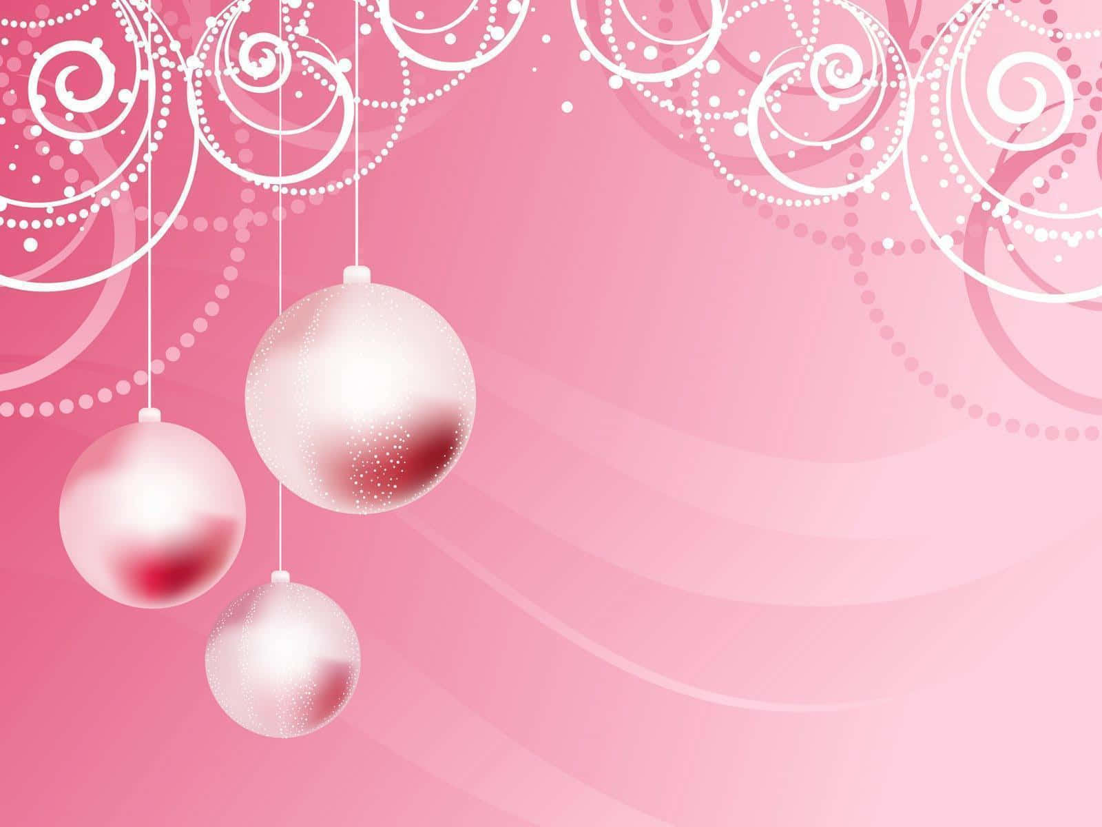 Spred juleglæden med disse søde pink dekorationer. Wallpaper