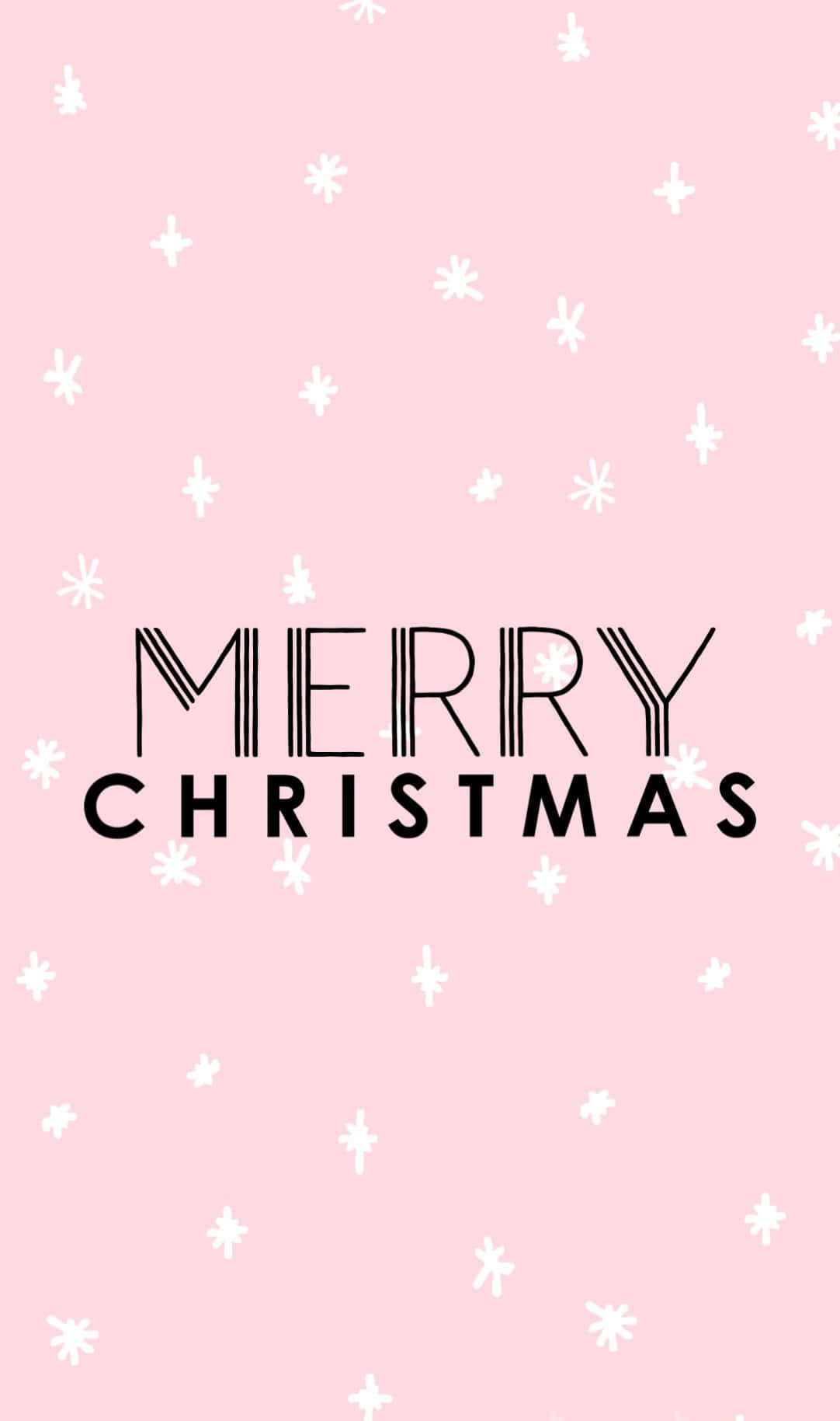 Cute Pink Christmas Greeting In Black Wallpaper