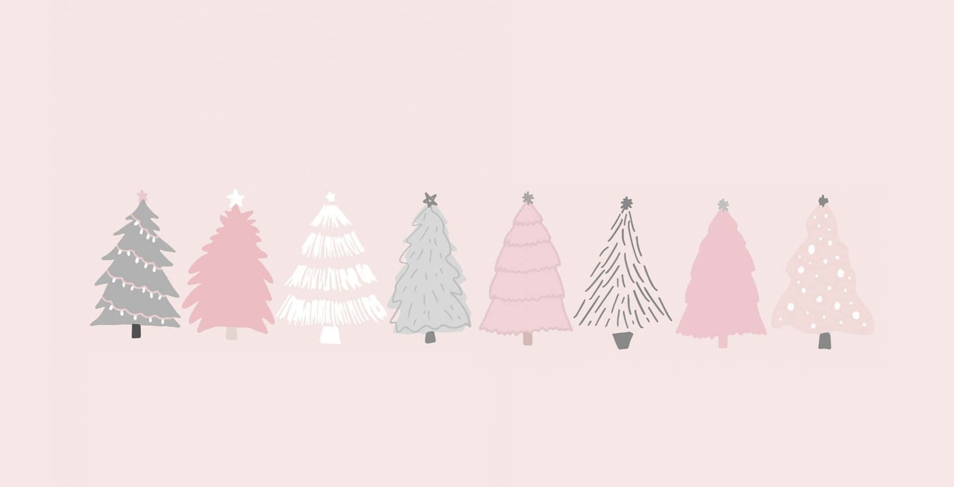 Cute Pink Christmas Tree Styles Wallpaper