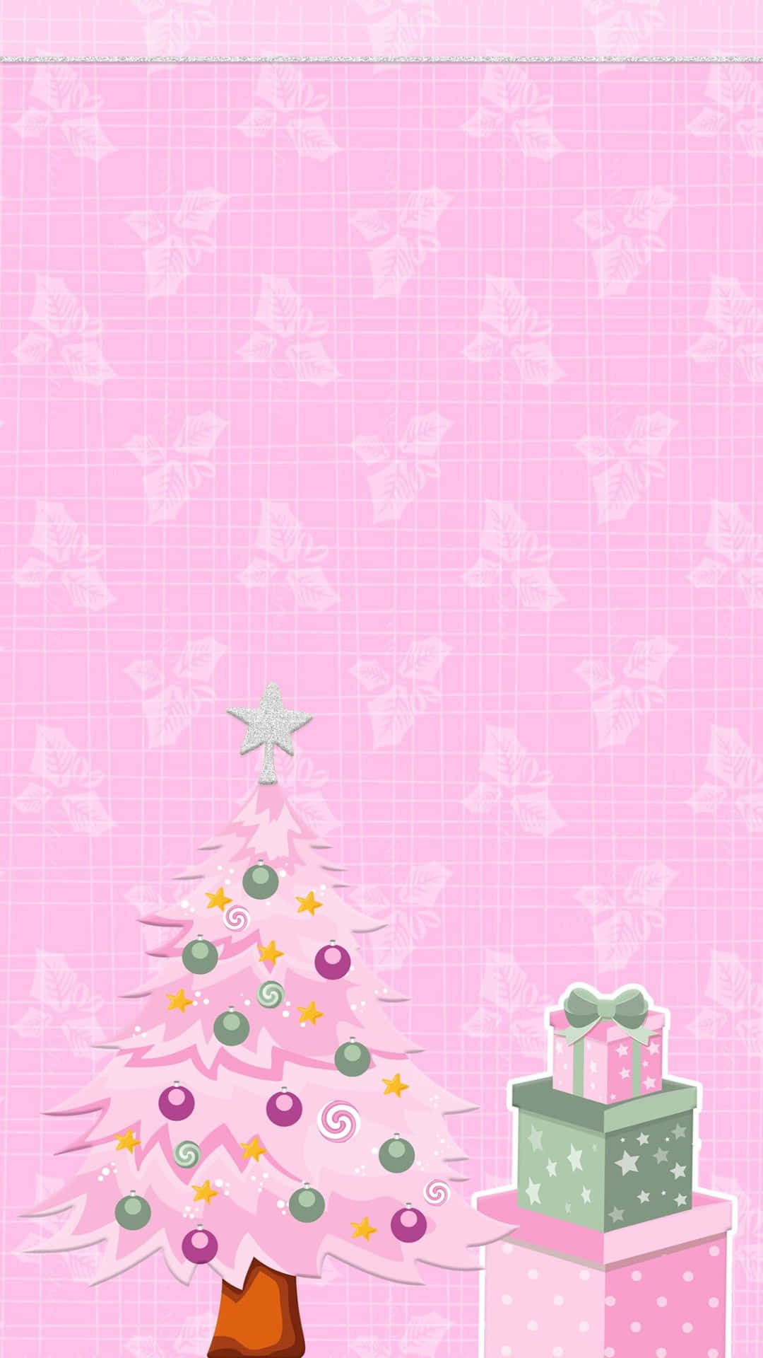 Spred glæden af ferie sæsonen med dette søde pink julebillede. Wallpaper