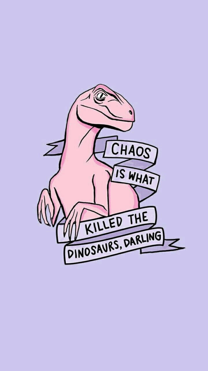 Cute Pink Dinosaur Chaos Darling Background
