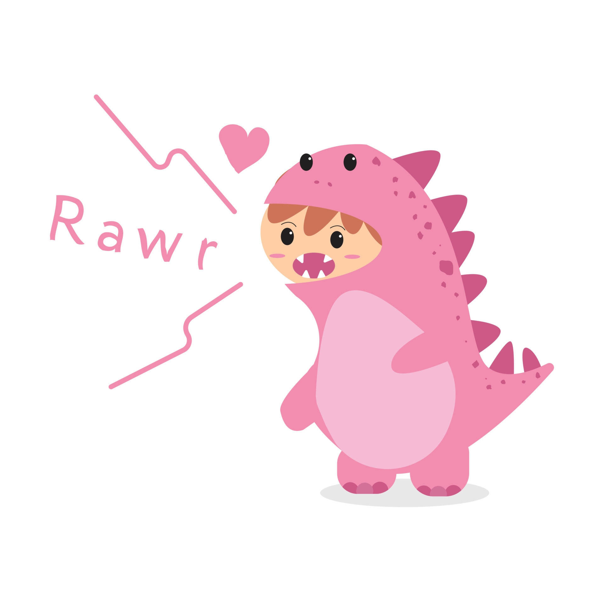 Sød Pink Dinosaur Børn Rawr Kostume tapet Wallpaper
