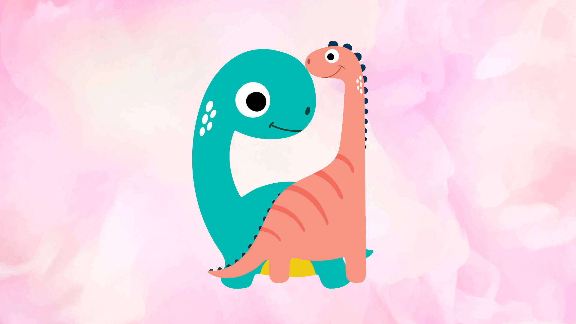 Cute Pink Dinosaur Close Friend Background