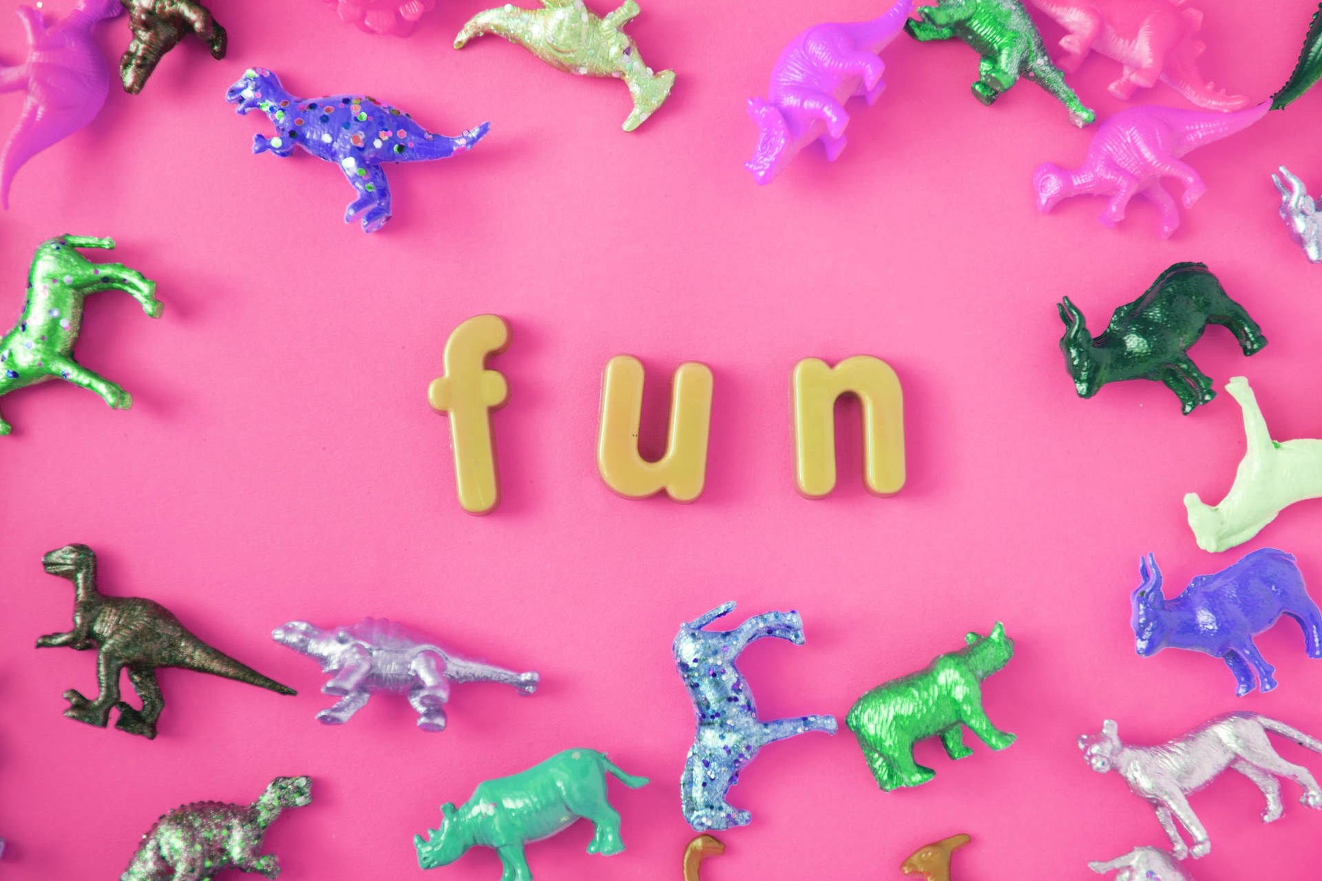 Cute Pink Dinosaur Fun Toys Background