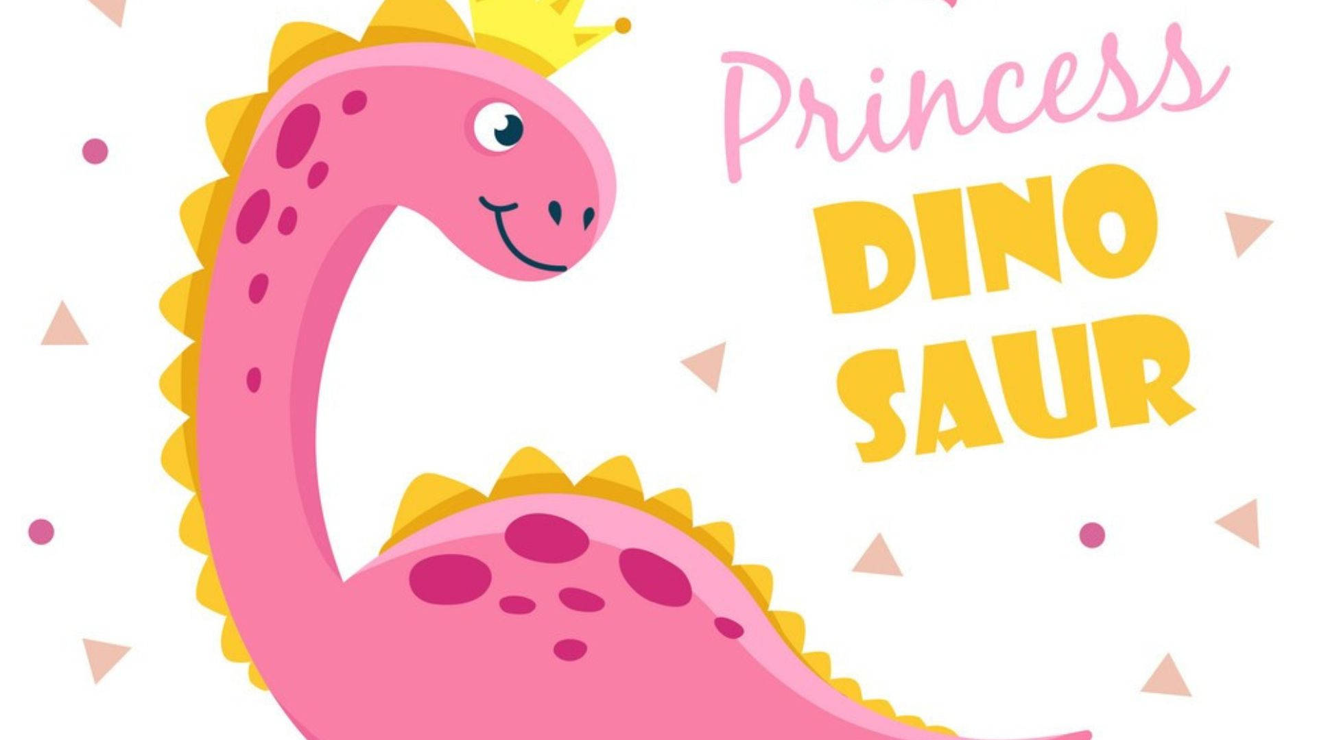Cute Pink Dinosaur Golden Spikes Princess Background