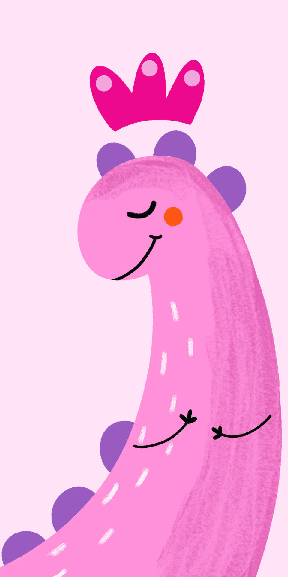 Cute Pink Dinosaur Hugging Herself Background