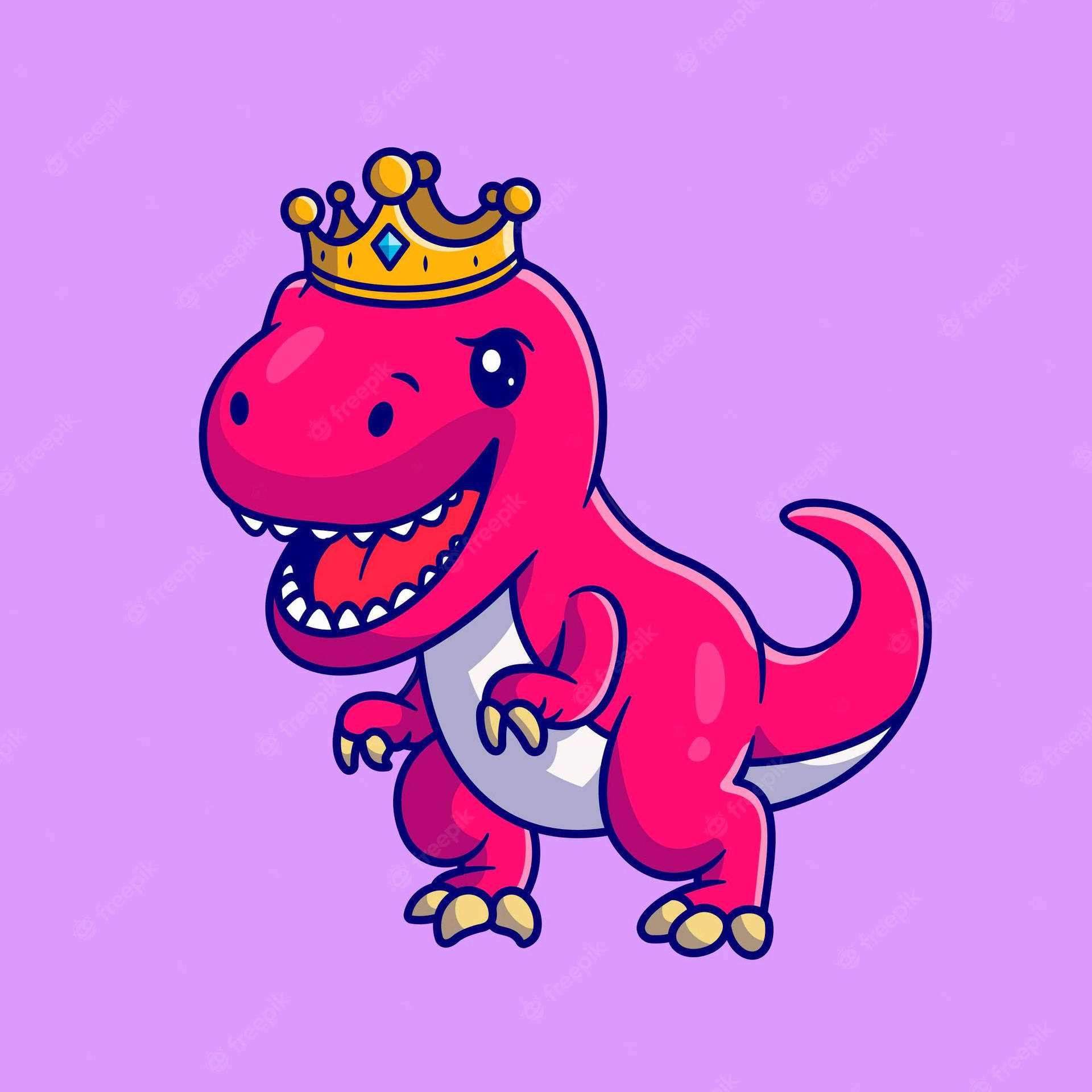 Download Cute Pink Dinosaur King T-rex Wallpaper 
