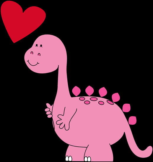 Cute Pink Dinosaur Love PNG