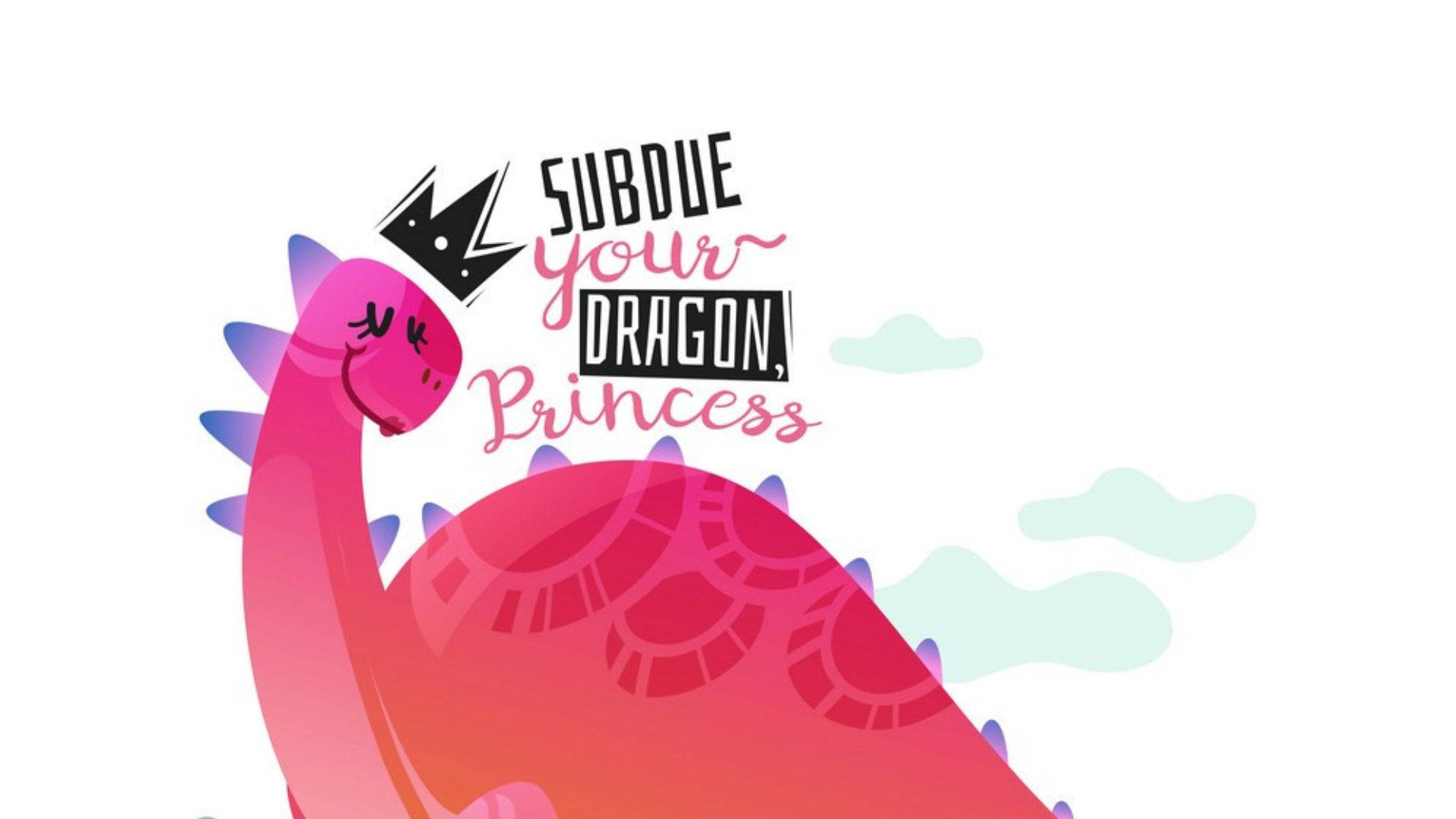 Cute Pink Dinosaur Princess Tiara Background