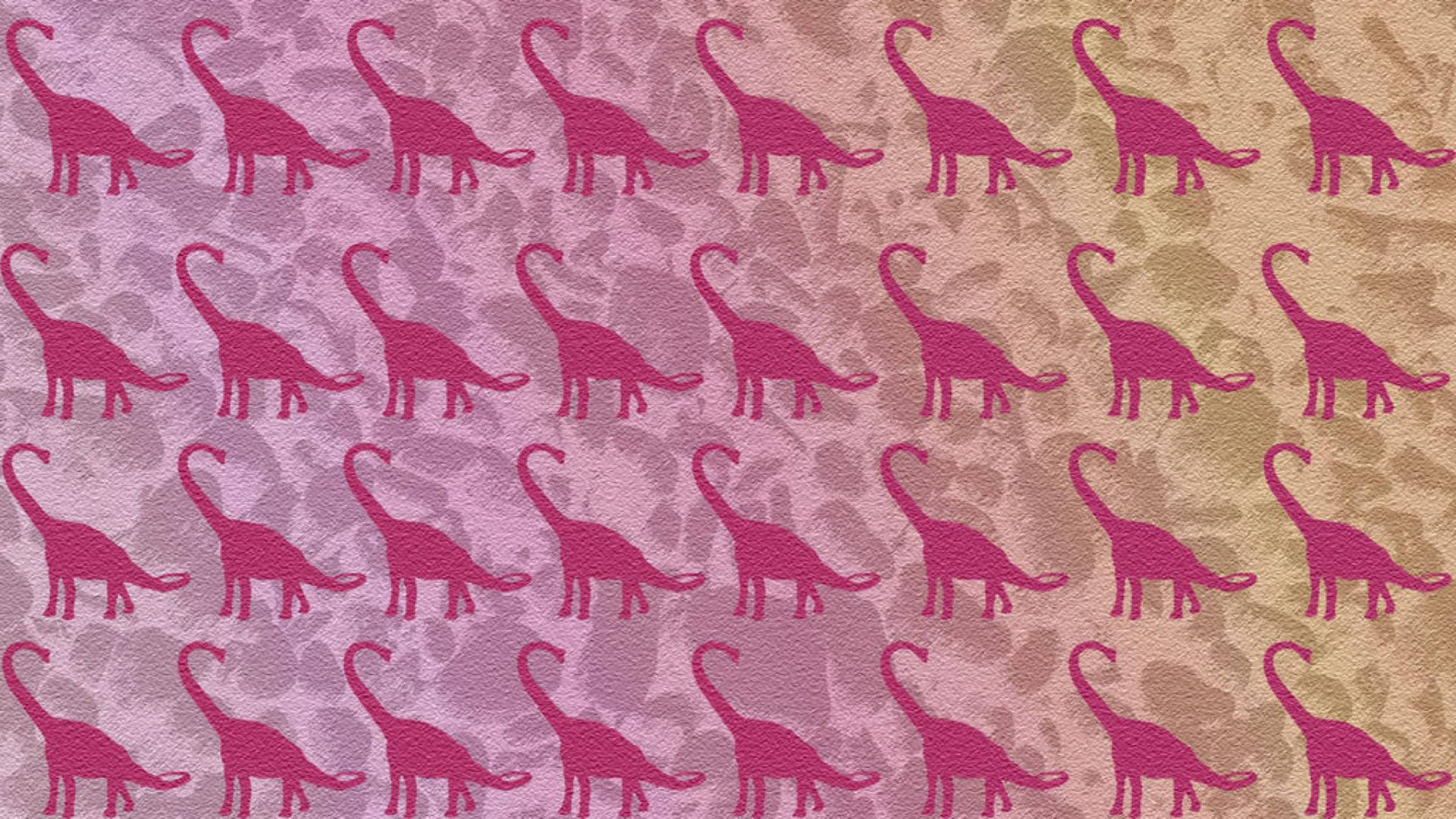 Cute Pink Dinosaur Silhouette Pattern Background