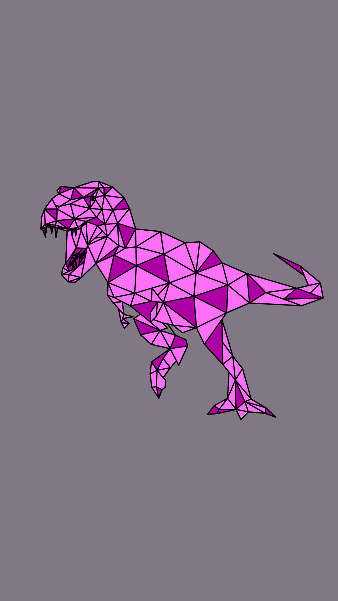 Cute Pink Dinosaur T-rex Geometric Vector Background