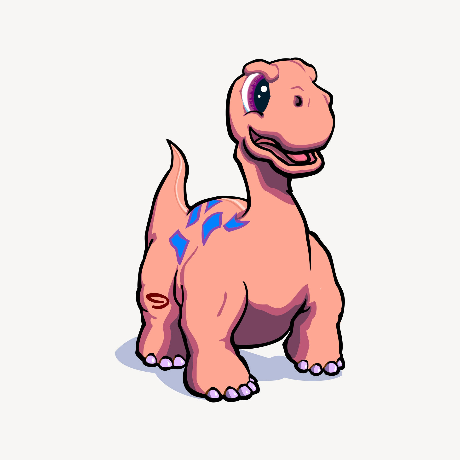Cute Pink Dinosaur Young Smiling Background