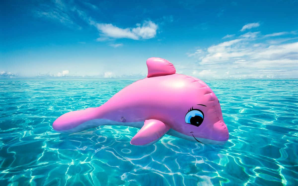 Cute Pink Dolphin Inflatable Wallpaper