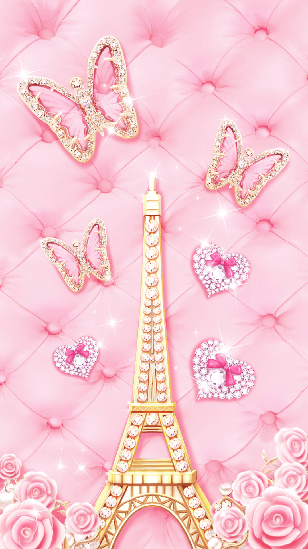 Cute Pink Eiffel Tower Art Wallpaper