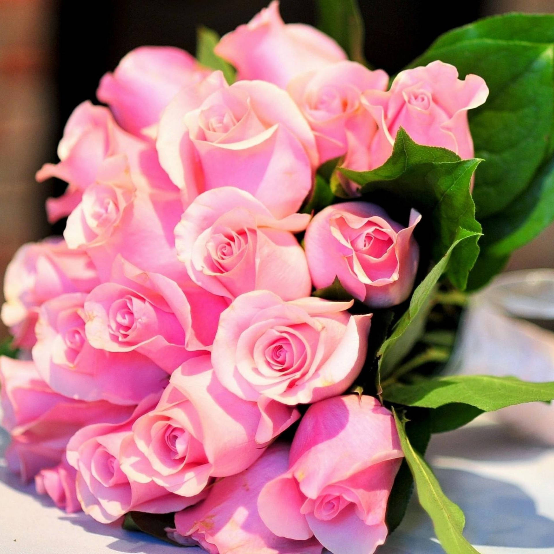 Cute Pink Flower Bouquet Of Roses Wallpaper