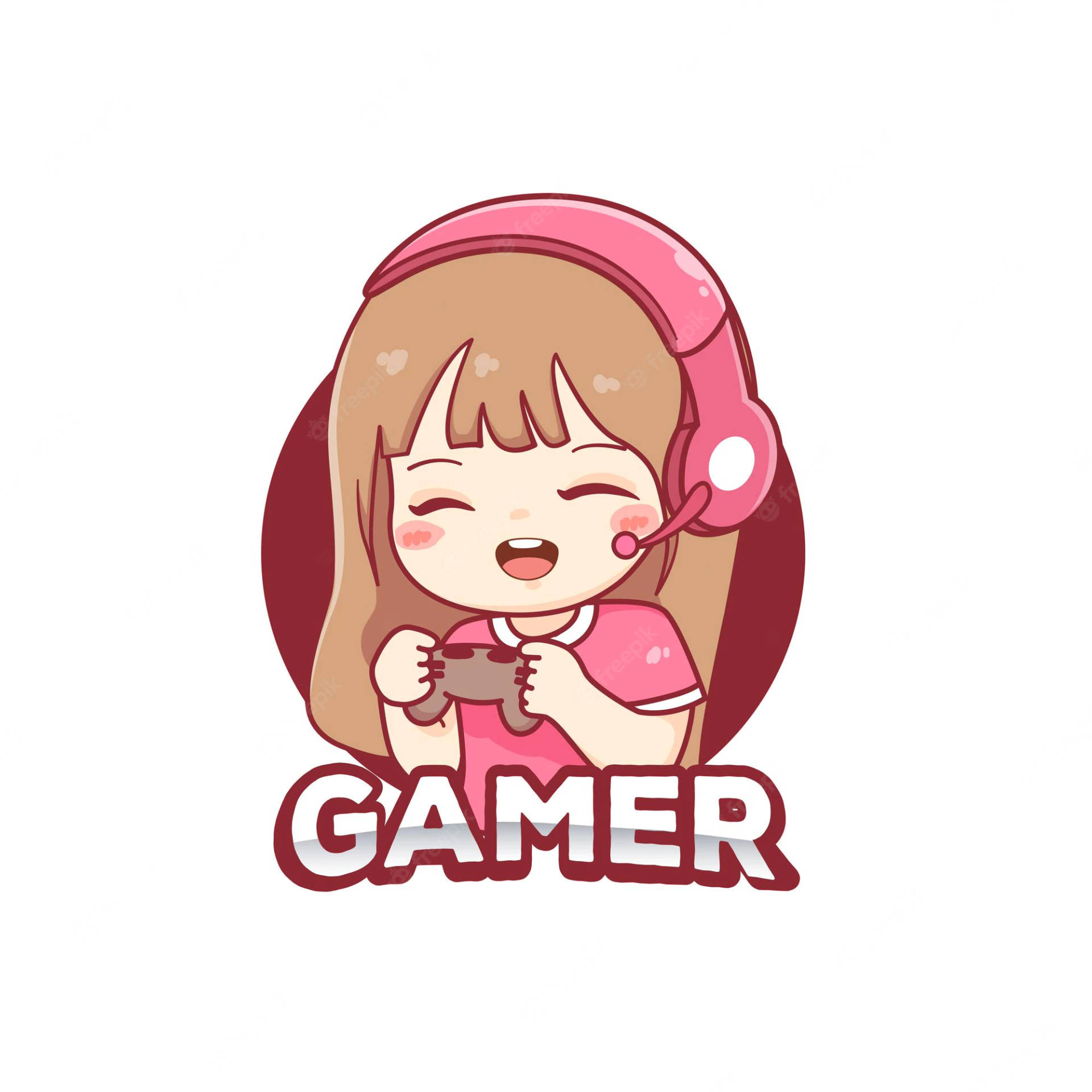 Cute Pink Girl Gamer Logo Picture