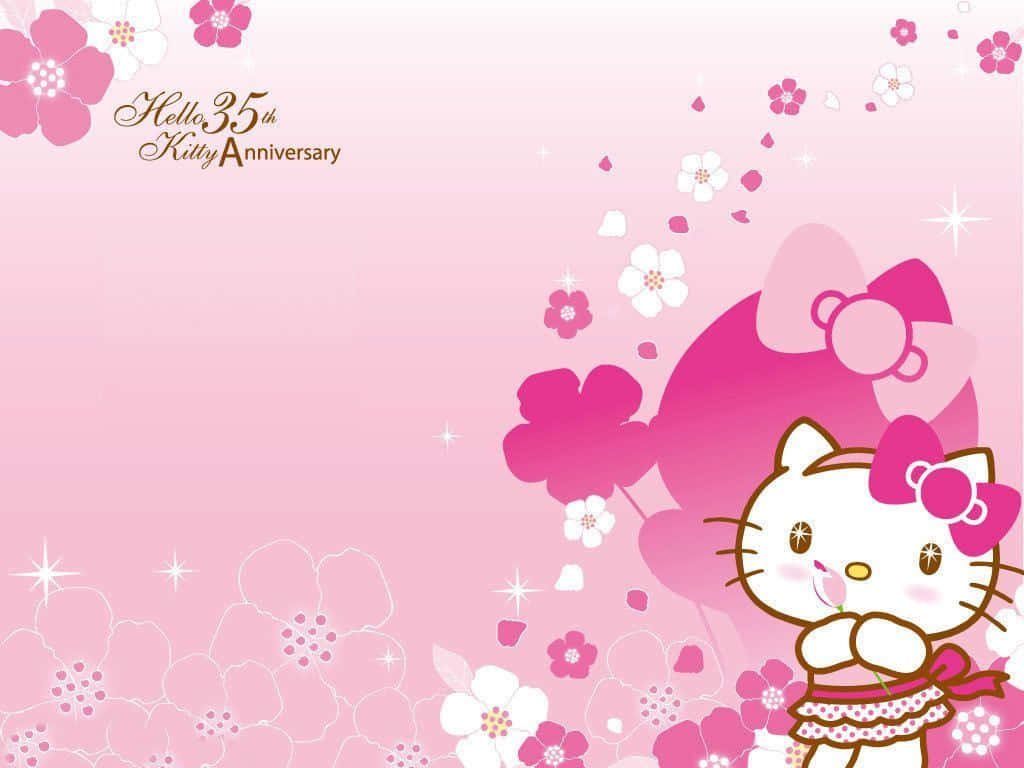 Cute Pink Hello Kitty 35th Anniversary Wallpaper