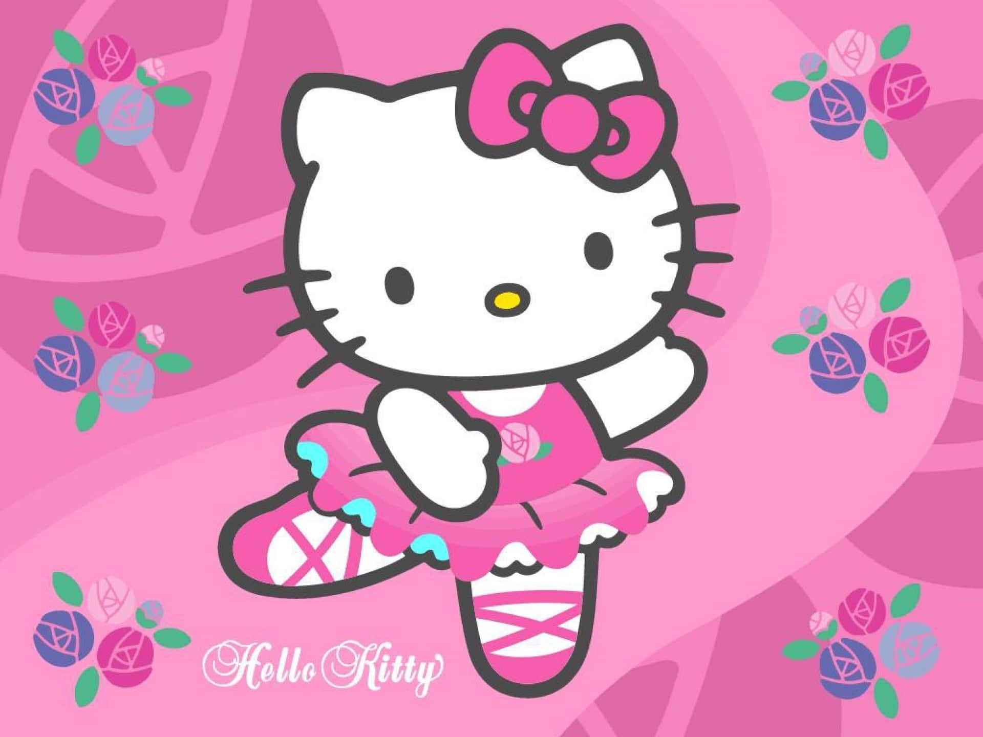 Cute Pink Hello Kitty Ballerina Dancer Wallpaper