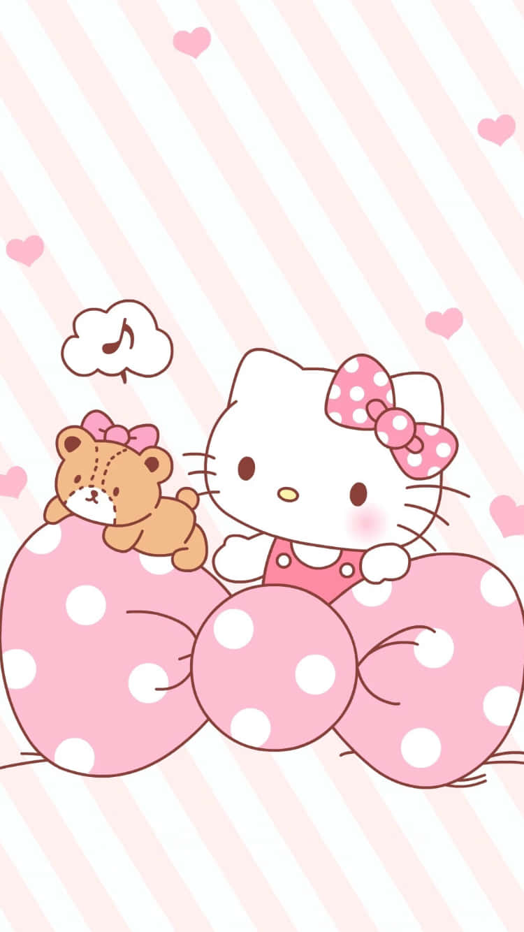 Lindolazo De Hello Kitty Color Rosa Con Lunares. Fondo de pantalla